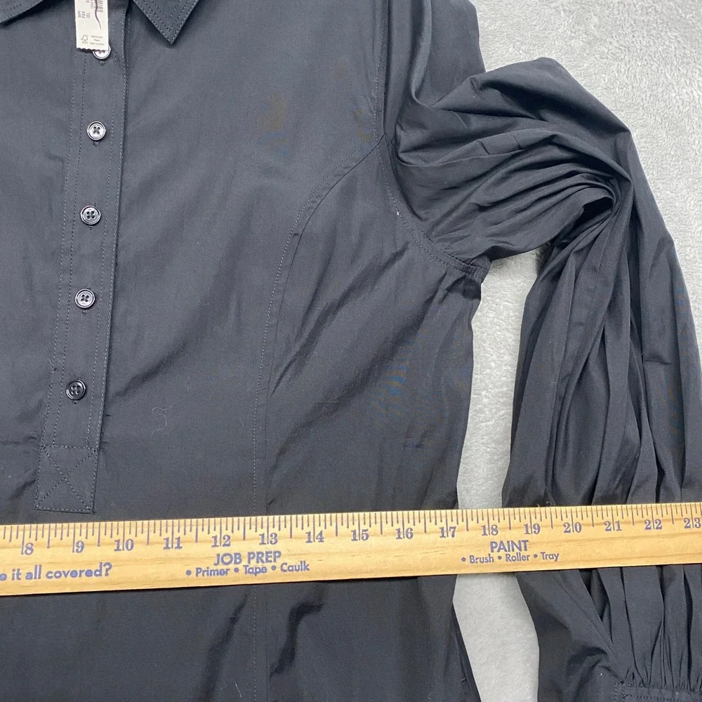 Madewell Dress 8 Black Seamed Long Sleeve Mini Poplin Shirtdress Pockets NV025 - Picture 10 of 13